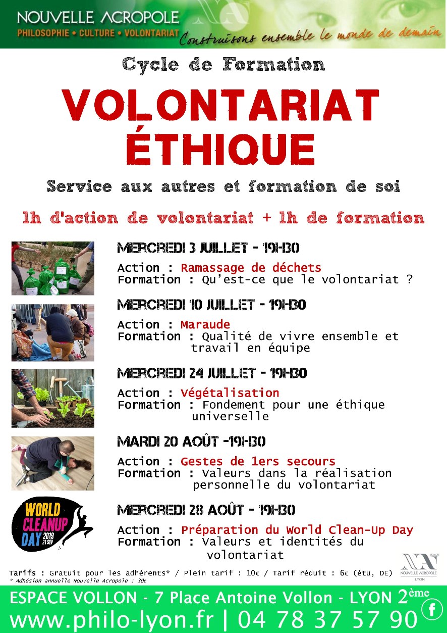 Volontariat ethique Nouvelle Acropole Lyon juillet aout 2019